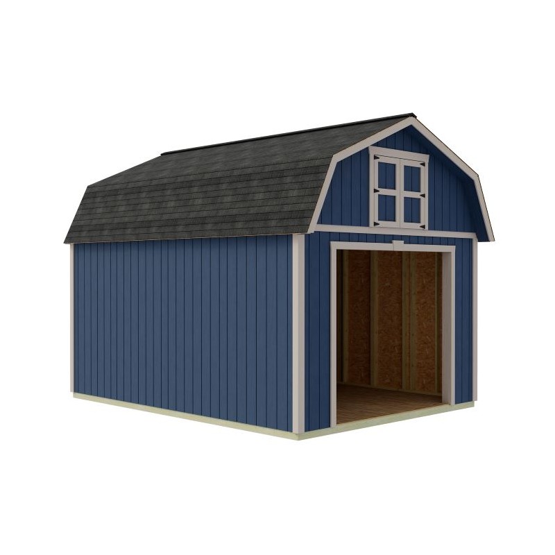 Best Barns Maker's Loft 12x16 Premium Garage Kit w/ Gambrel Roof & Split Loft, No Doors (MLOFND16LF)