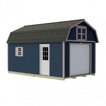 Best Barns Maker's Loft 12x16 Premium Garage Kit w/ Gambrel Roof & Split Loft, No Doors (MLOFND16LF)