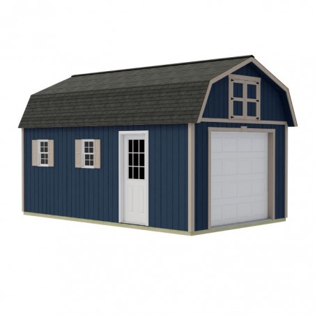 Best Barns Maker's Loft 12x16 Premium Garage Kit w/ Gambrel Roof & Split Loft, No Doors (MLOFND16LF)