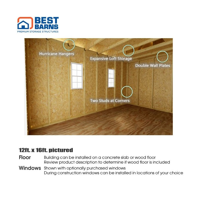Best Barns Tailored Titan 12x24 Wood Garage Kit w/ Loft & Tall Roof (TTITND24LF)