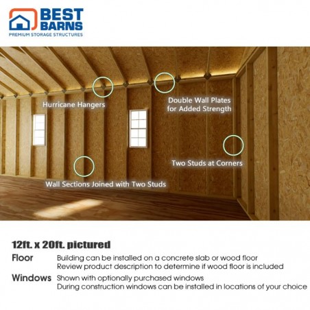 Best Barns Tailored Titan 12x16 Wood Garage Kit - Prep for Vinyl (TTITND16VL)