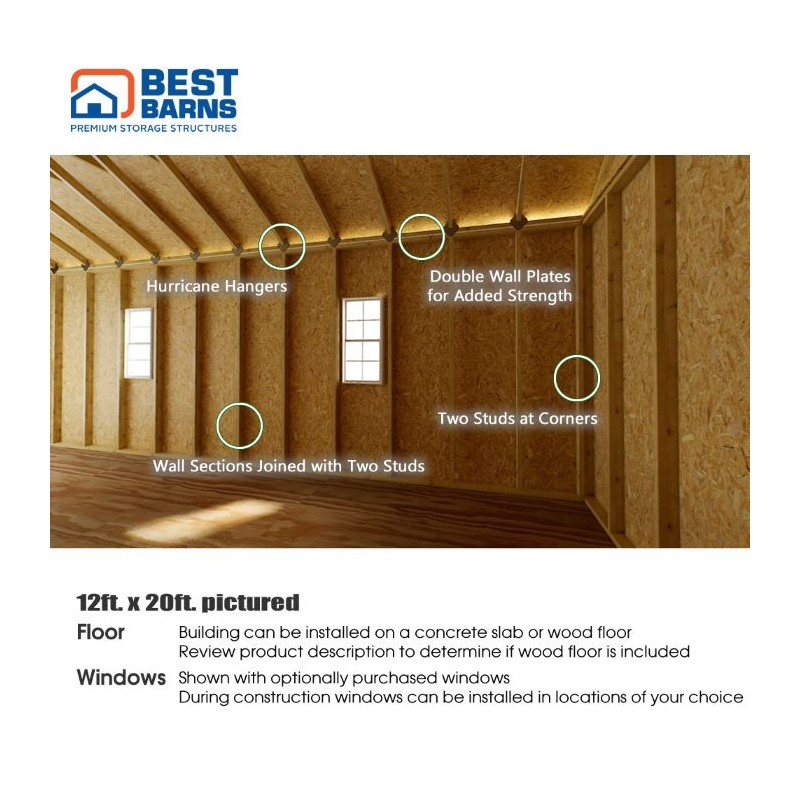 Best Barns Tailored Titan 12x20 Wood Garage Kit - Prep for Vinyl - (TTITND20VL)