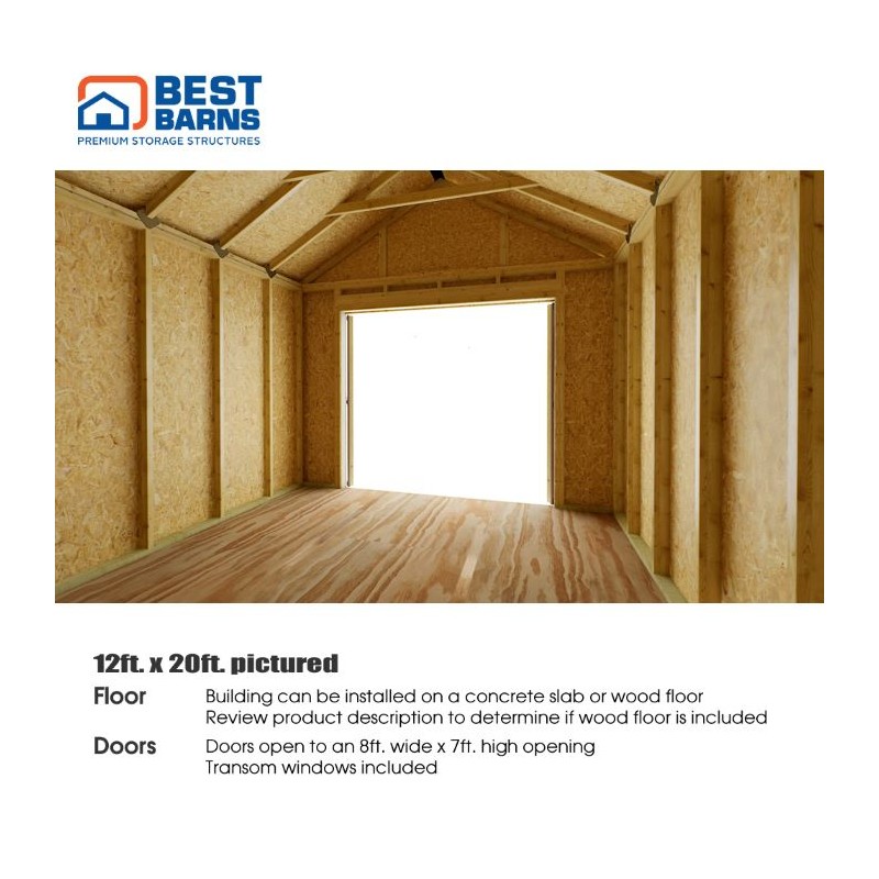Best Barns Tailored Titan 12x20 Wood Garage Kit w/ Transom Doors - ( TTITTD20 )