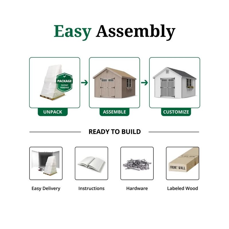 Little Cottage Co. 12x24 Colonial Williamsburg Wood Shed Kit - (12x24 WCGS-PC)