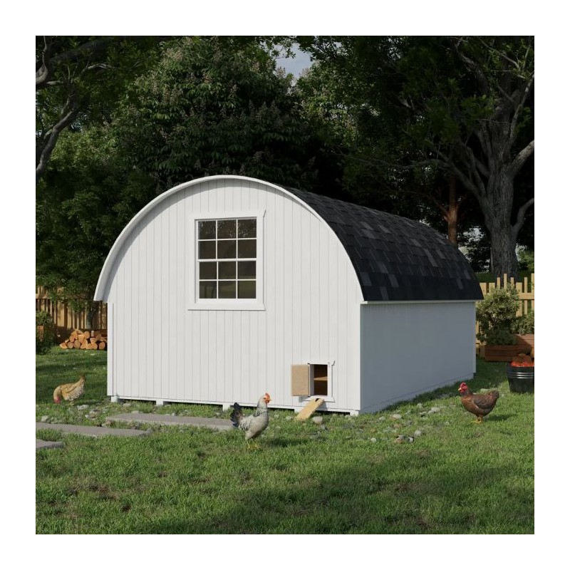 Little Cottage Co. 10x16 Round Roof Wood Chicken Coop Kit - (10x16 RRCC-PNK)