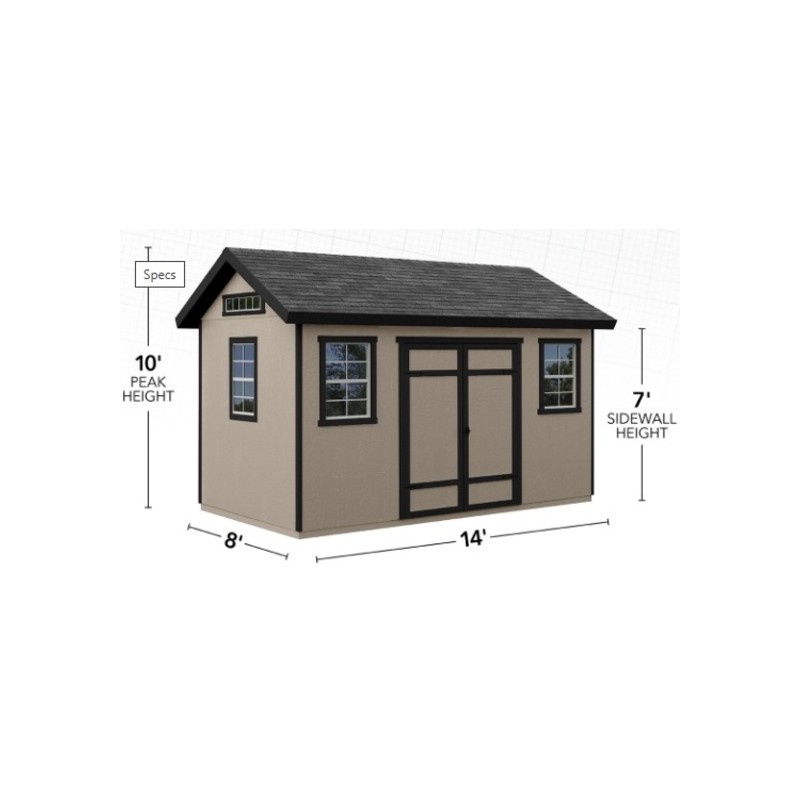 Handy Home Yardline Berkdale 14x8 Wood Shed with Floor (19464-1)