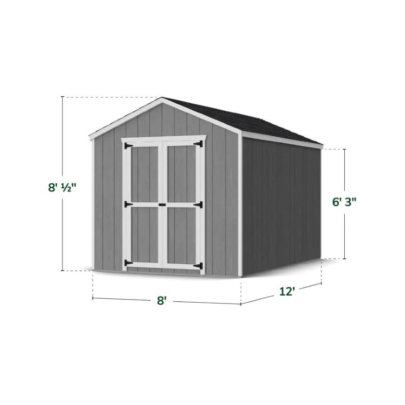 Little Cottage Co. 8x12 Value Gable Wood Storage Shed Kit (8x12 VGS-PC)