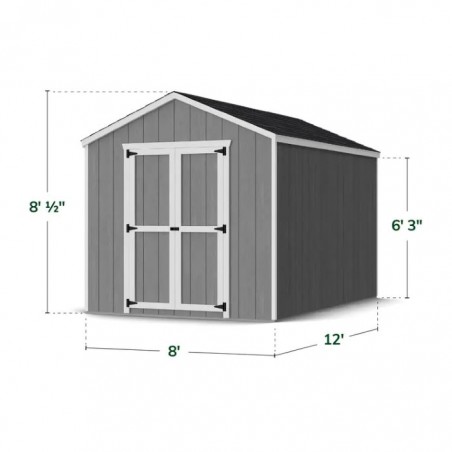 Little Cottage Co. 8x12 Value Gable Wood Storage Shed Kit (8x12 VGS-PC)