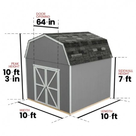 Handy Home 10x10 Braymore Wood Storage Shed Kit (19449-8)