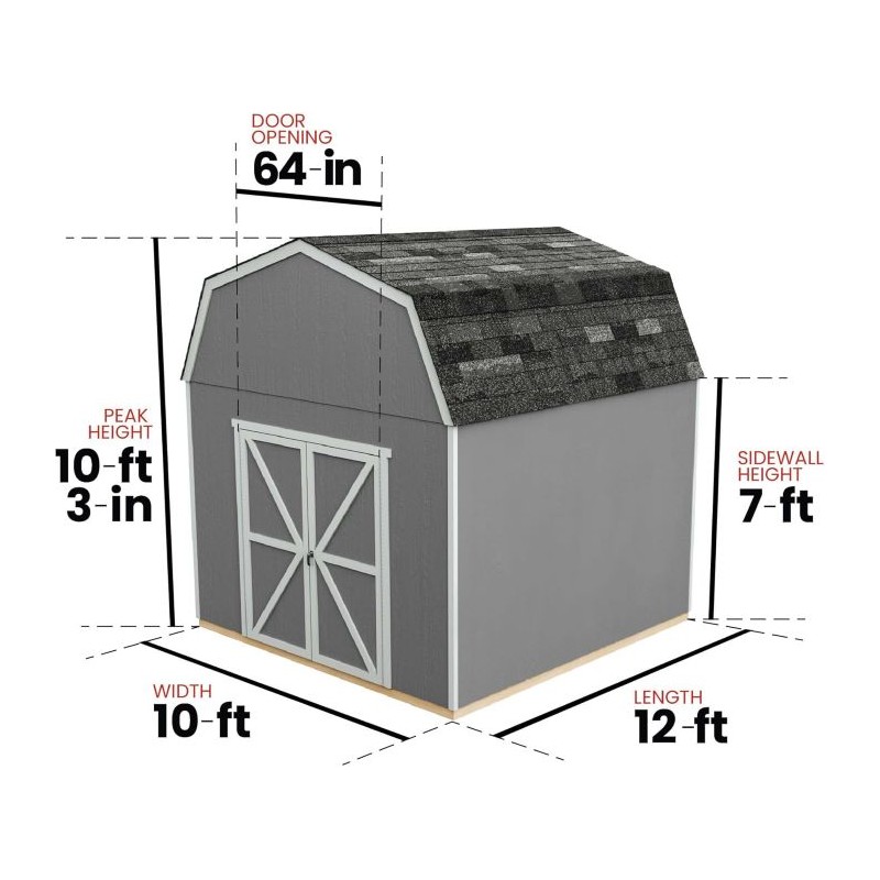 Handy Home 10x12 Braymore Wood Storage Shed Kit (19452-8)