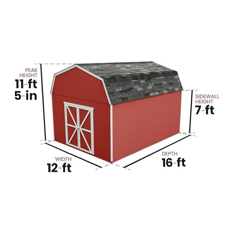Handy Home 12x16 Hudson Wood Storage Shed Kit (19443-6)