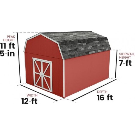 Handy Home 12x16 Hudson Wood Storage Shed Kit (19443-6)