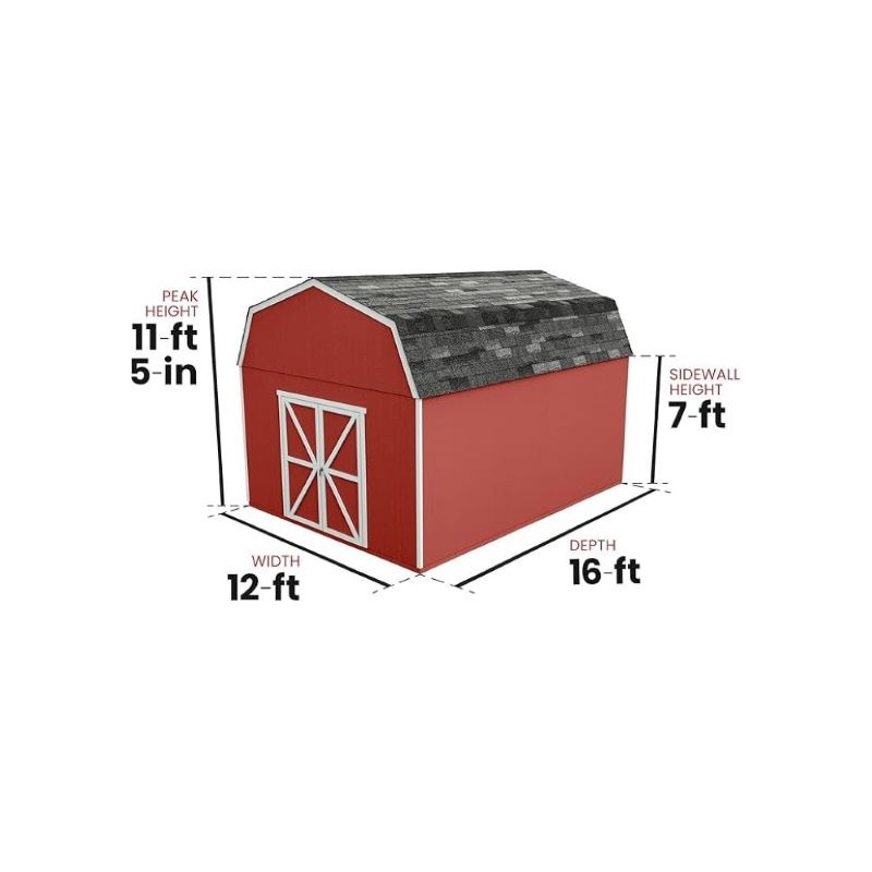 Handy Home 12x16 Hudson Wood Storage Shed Kit w/ Floor (19444-3)