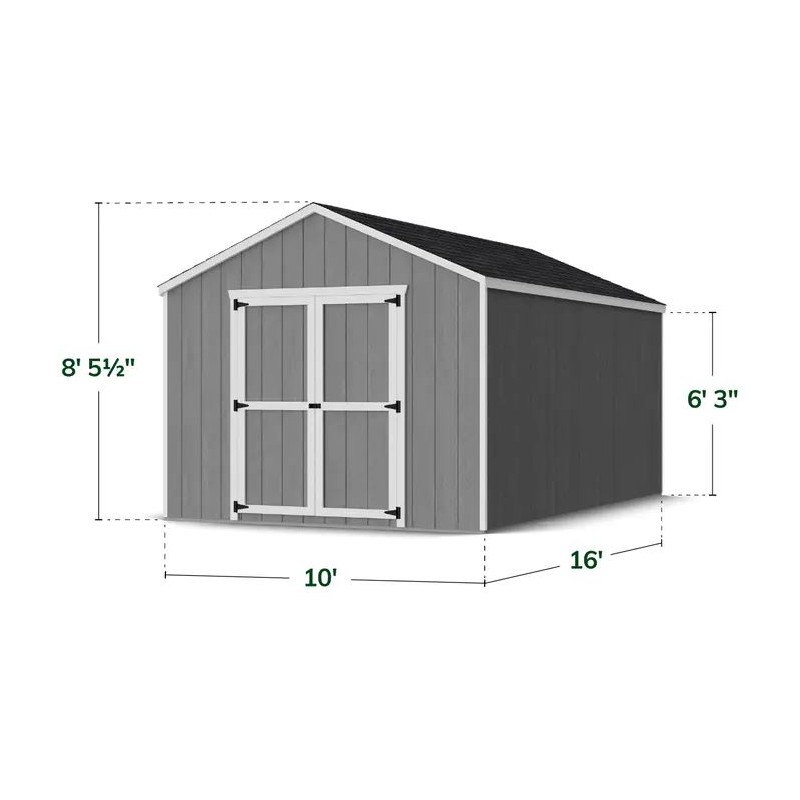 Little Cottage Co. 10x16 Value Gable Wood Storage Shed Kit (10x16 VGS-PC)