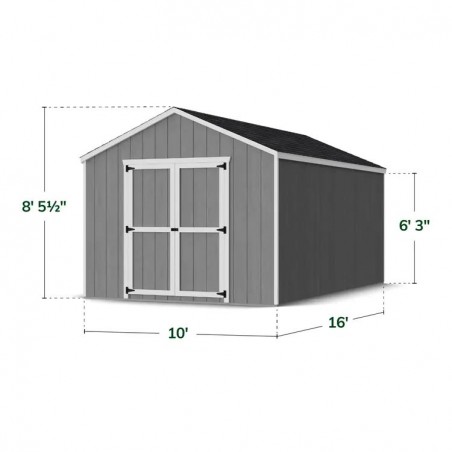 Little Cottage Co. 10x16 Value Gable Wood Storage Shed Kit (10x16 VGS-PC)