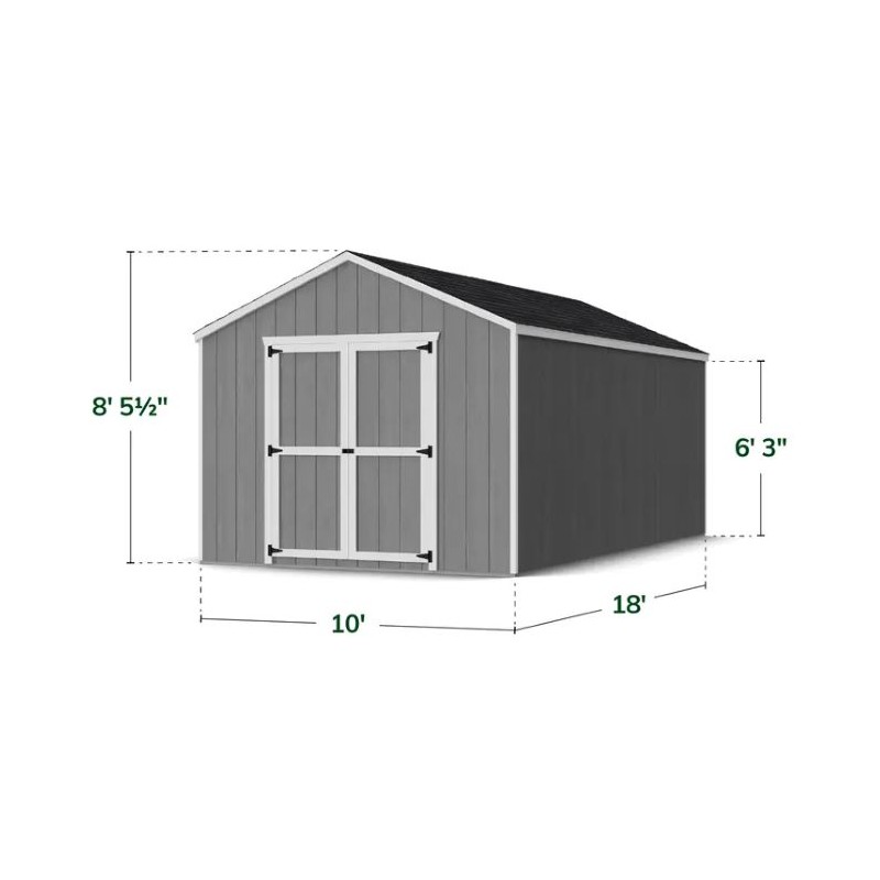 Little Cottage Co. 10x18 Value Gable Wood Storage Shed Kit (10x18 VGS-PC)