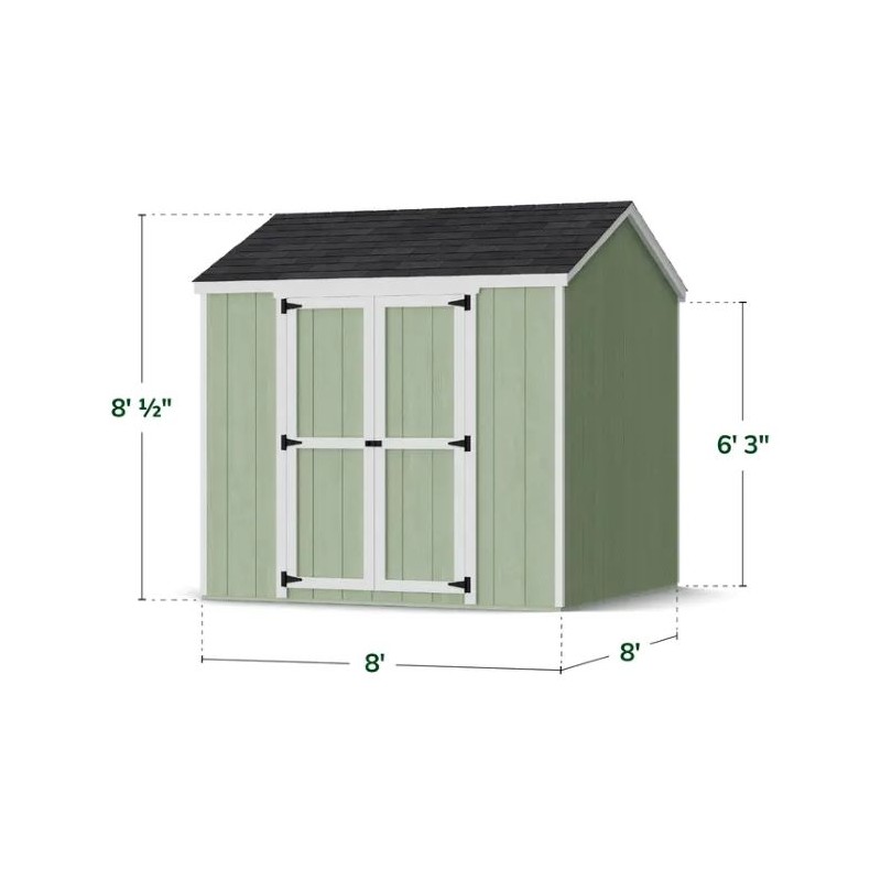 Little Cottage Co. 8x8 Value Gable Wood Storage Shed Kit with Side Entry - (8x8 VGS-SE-PC)