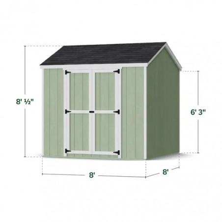 Little Cottage Co. 8x8 Value Gable Wood Storage Shed Kit with Side Entry - (8x8 VGS-SE-PC)