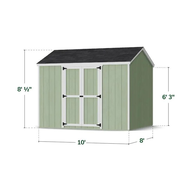 Little Cottage Co. 8x10 Value Gable Wood Storage Shed Kit with Side Entry - (8x10 VGS-SE-PC)