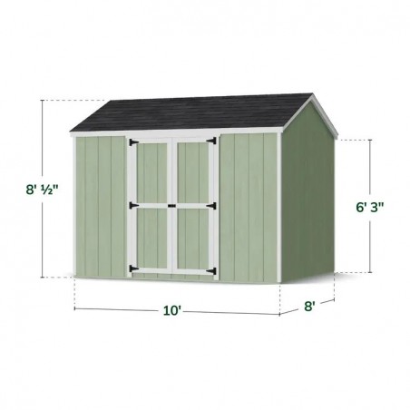 Little Cottage Co. 8x10 Value Gable Wood Storage Shed Kit with Side Entry - (8x10 VGS-SE-PC)