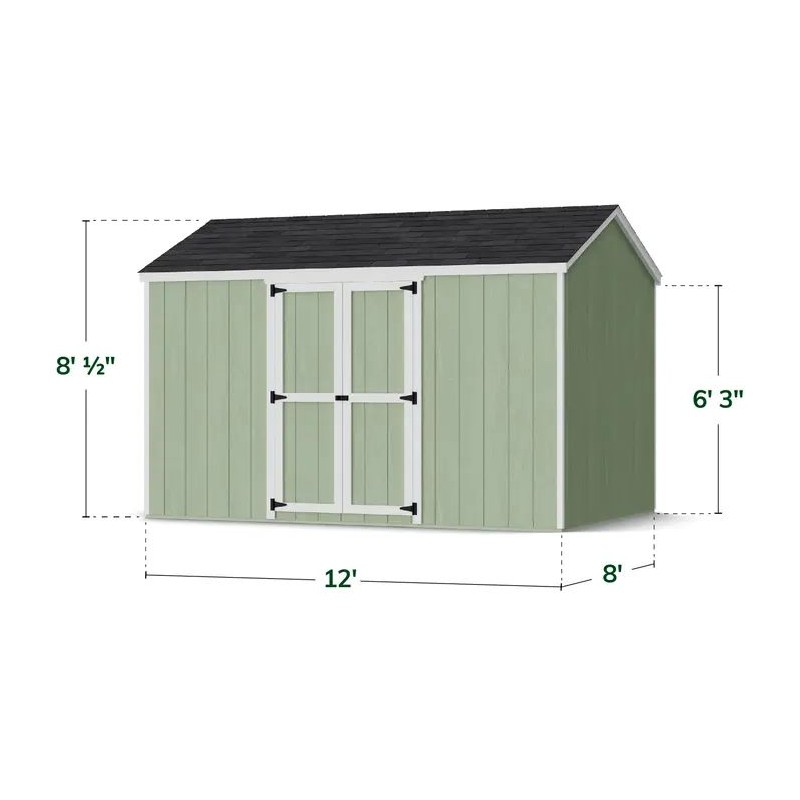 Little Cottage Co. 8x12 Value Gable Wood Storage Shed Kit with Side Entry - (8x12 VGS-SE-PC)