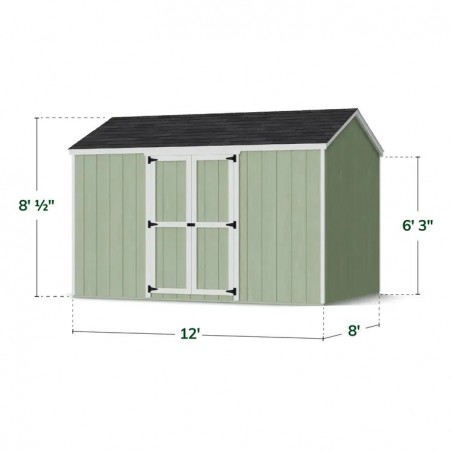 Little Cottage Co. 8x12 Value Gable Wood Storage Shed Kit with Side Entry - (8x12 VGS-SE-PC)
