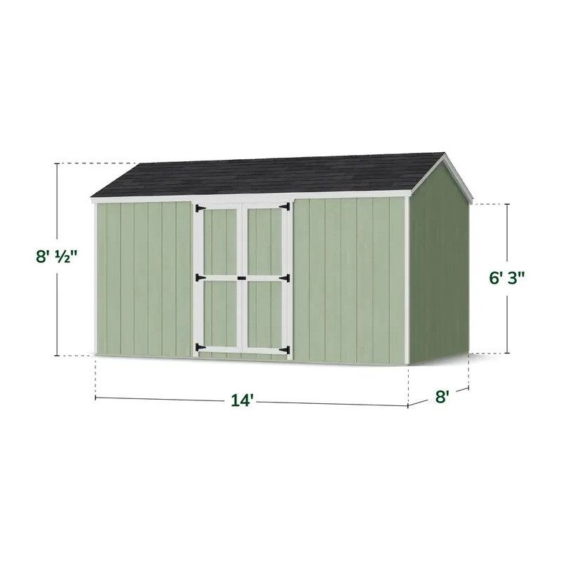 Little Cottage Co. 8x14 Value Gable Wood Storage Shed Kit with Side Entry - (8x14 VGS-SE-PC)