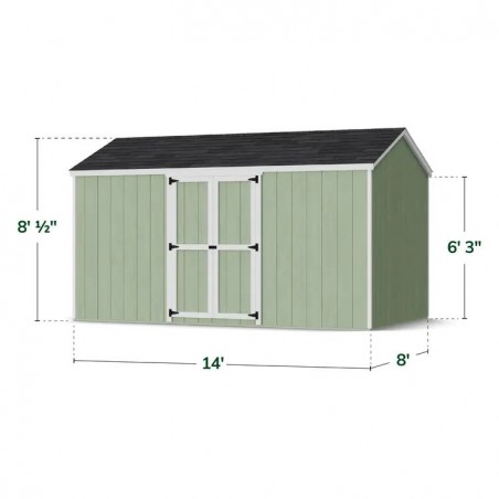 Little Cottage Co. 8x14 Value Gable Wood Storage Shed Kit with Side Entry - (8x14 VGS-SE-PC)