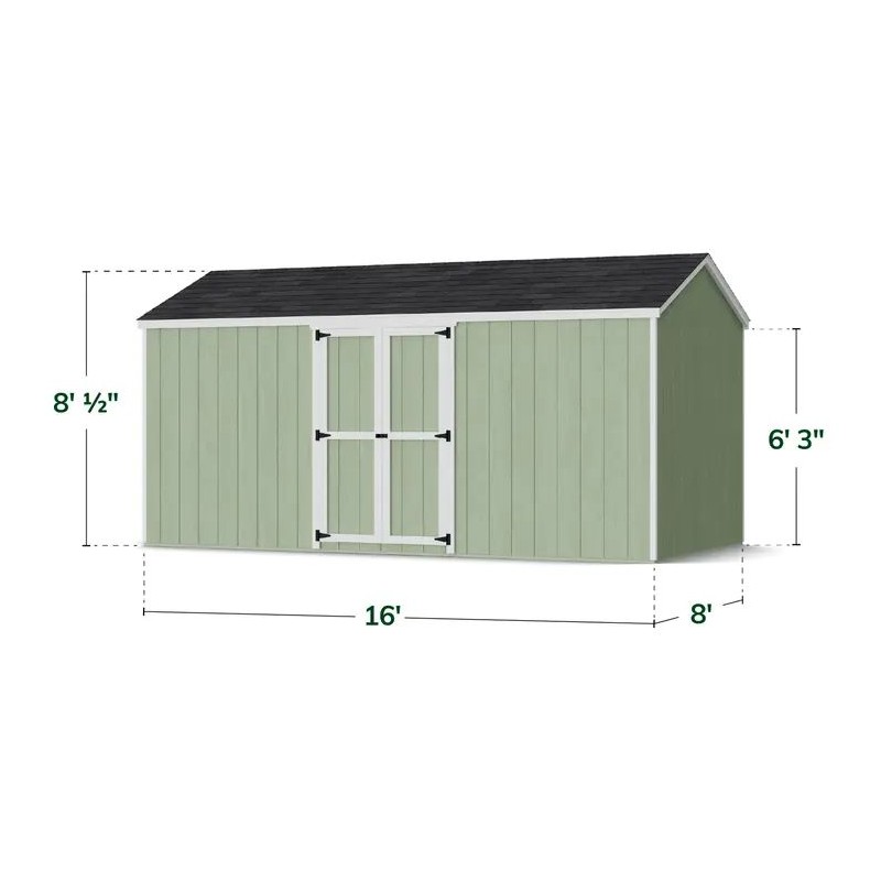 Little Cottage Co. 8x16 Value Gable Wood Storage Shed Kit with Side Entry - (8x16 VGS-SE-PC)