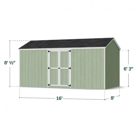 Little Cottage Co. 8x16 Value Gable Wood Storage Shed Kit with Side Entry - (8x16 VGS-SE-PC)
