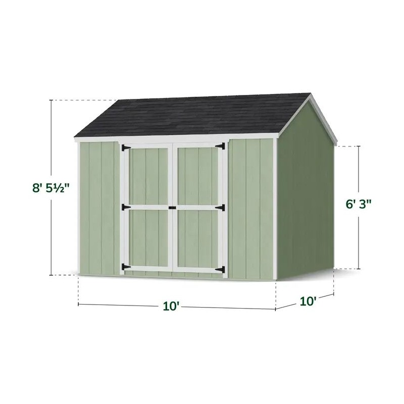 Little Cottage Co. 10x10 Value Gable Wood Storage Shed Kit with Side Entry - (10x10 VGS-SE-PC)
