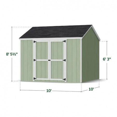 Little Cottage Co. 10x10 Value Gable Wood Storage Shed Kit with Side Entry - (10x10 VGS-SE-PC)