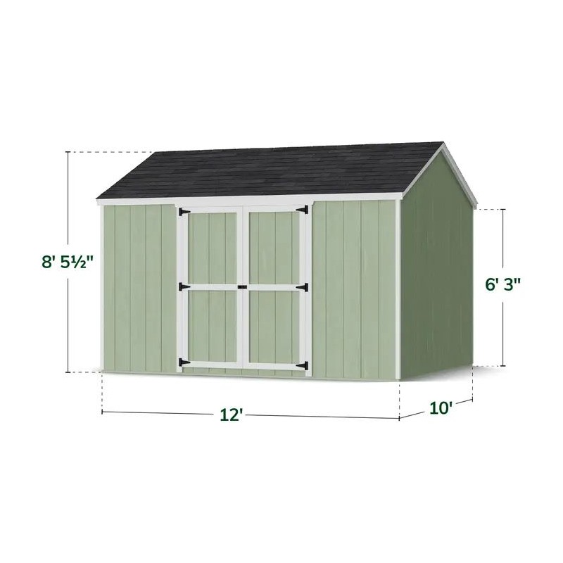 Little Cottage Co. 10x12 Value Gable Wood Storage Shed Kit with Side Entry - (10x12 VGS-SE-PC)