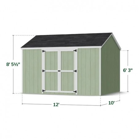 Little Cottage Co. 10x12 Value Gable Wood Storage Shed Kit with Side Entry - (10x12 VGS-SE-PC)