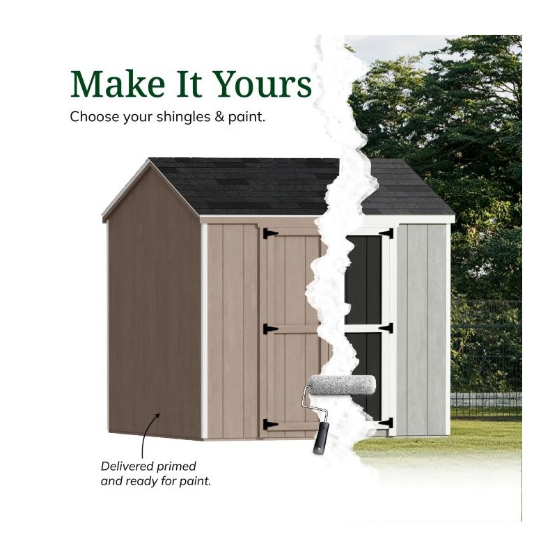 Little Cottage Co. 10x14 Value Gable Wood Storage Shed Kit with Side Entry - (10x14 VGS-SE-PC)