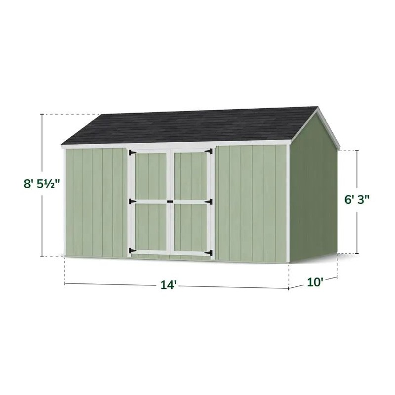 Little Cottage Co. 10x14 Value Gable Wood Storage Shed Kit with Side Entry - (10x14 VGS-SE-PC)