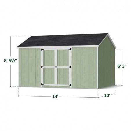 Little Cottage Co. 10x14 Value Gable Wood Storage Shed Kit with Side Entry - (10x14 VGS-SE-PC)