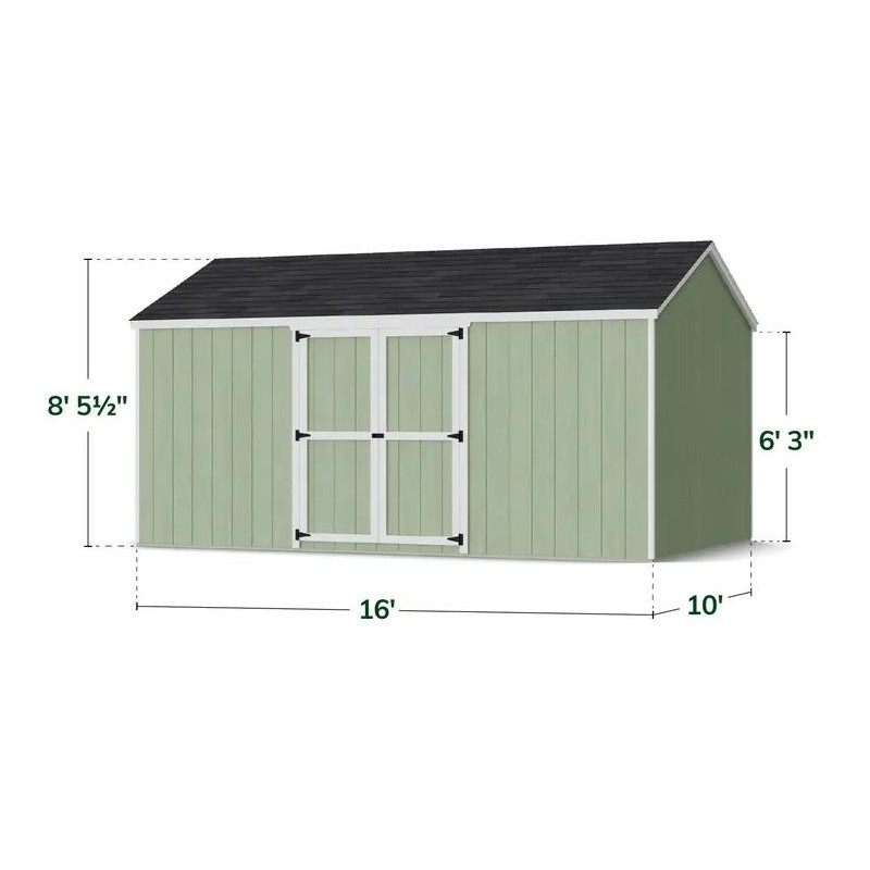 Little Cottage Co. 10x16 Value Gable Wood Storage Shed Kit with Side Entry - (10x16 VGS-SE-PC)