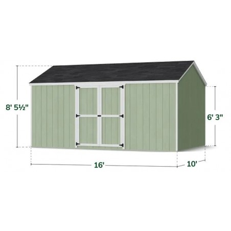Little Cottage Co. 10x16 Value Gable Wood Storage Shed Kit with Side Entry - (10x16 VGS-SE-PC)