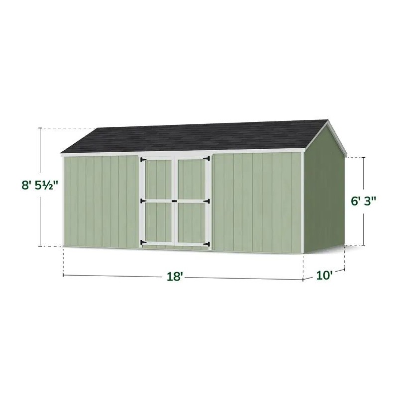 Little Cottage Co. 10x18 Value Gable Wood Storage Shed Kit with Side Entry - (10x18 VGS-SE-PC)