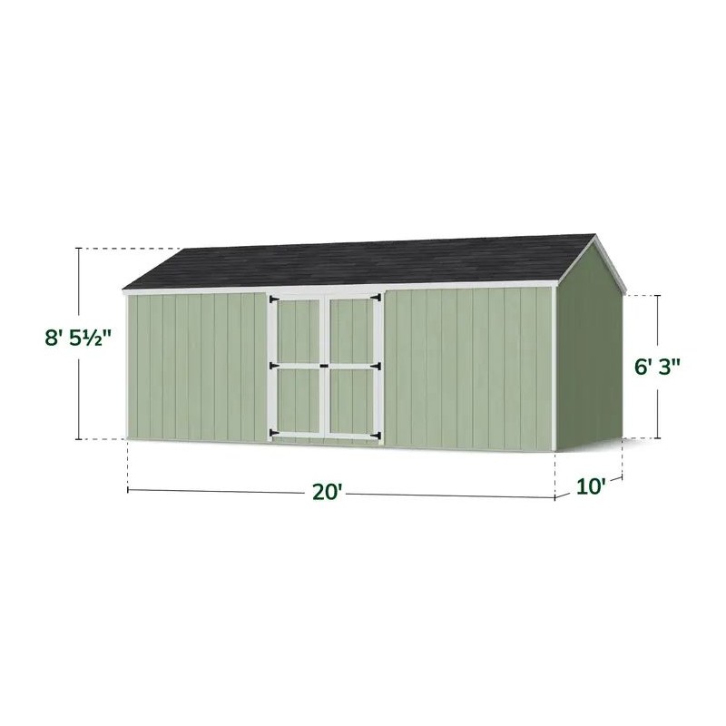 Little Cottage Co. 10x20 Value Gable Wood Storage Shed Kit with Side Entry - (10x20 VGS-SE-PC)