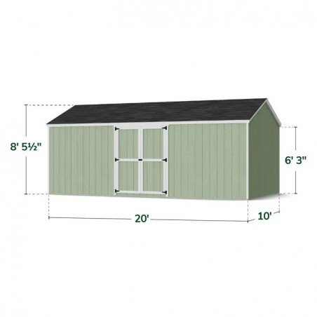 Little Cottage Co. 10x20 Value Gable Wood Storage Shed Kit with Side Entry - (10x20 VGS-SE-PC)