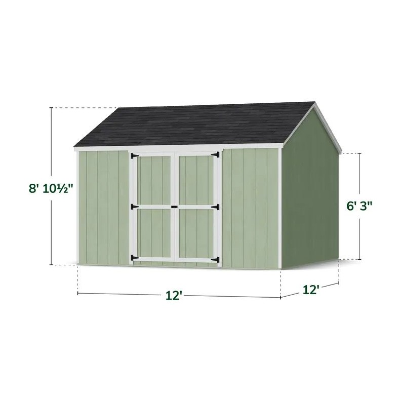 Little Cottage Co. 12x12 Value Gable Wood Storage Shed Kit with Side Entry - (12x12 VGS-SE-PC)