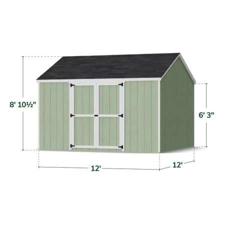 Little Cottage Co. 12x12 Value Gable Wood Storage Shed Kit with Side Entry - (12x12 VGS-SE-PC)