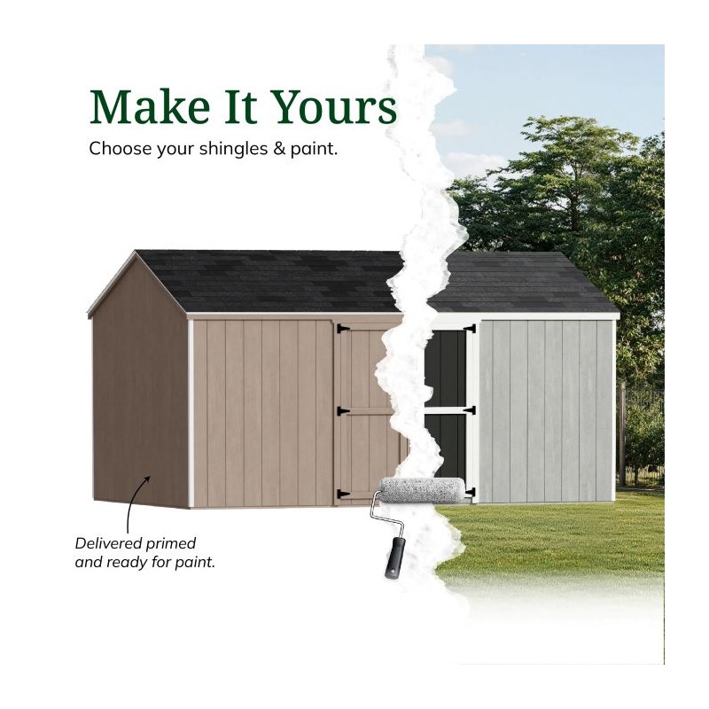 Little Cottage Co. 12x14 Value Gable Wood Storage Shed Kit with Side Entry - (12x14 VGS-SE-PC)