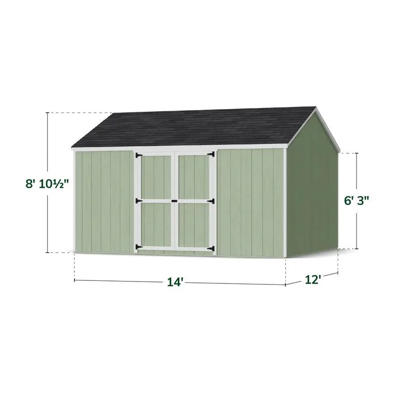 Little Cottage Co. 12x14 Value Gable Wood Storage Shed Kit with Side Entry - (12x14 VGS-SE-PC)