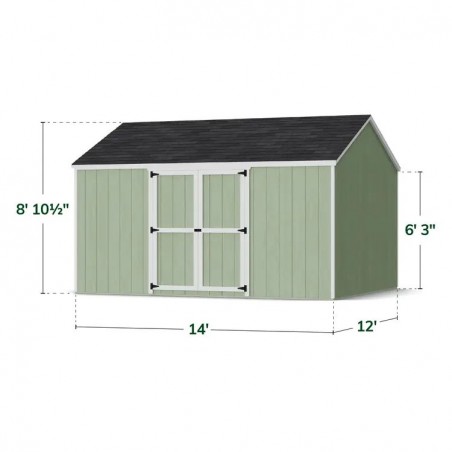 Little Cottage Co. 12x14 Value Gable Wood Storage Shed Kit with Side Entry - (12x14 VGS-SE-PC)