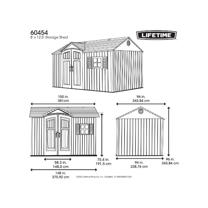 Lifetime 12.5 x 8 Outdoor Storage Shed Kit - Storm Dust (60454)