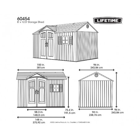 Lifetime 12.5 x 8 Outdoor Storage Shed Kit - Storm Dust (60454)