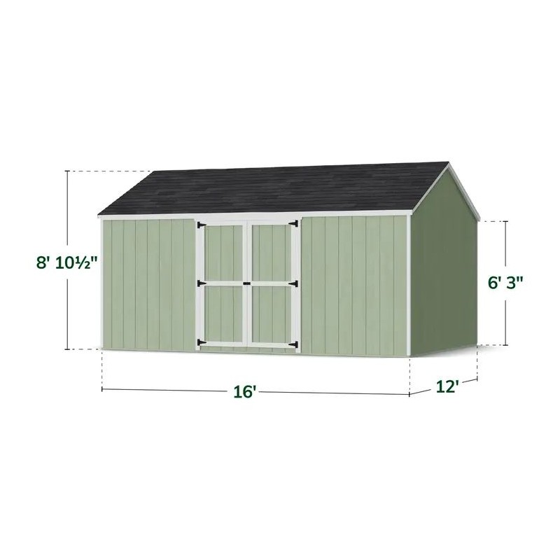 Little Cottage Co. 12x16 Value Gable Wood Storage Shed Kit with Side Entry - (12x16 VGS-SE-PC)